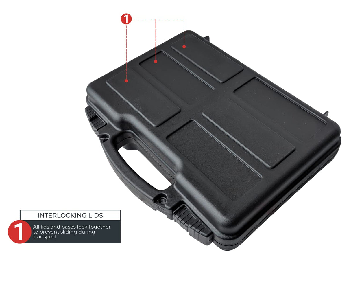 Hard Lockable Gun Case for Pistol, Revolver, and Handgun 12.3" inches x 10.5" Airline Compliant Locking 9mm TSA Approved Firearm Travel Non-Waterproof Storage Box Gun Carrying Case for Pistols Cedar Mill Fine Firearms