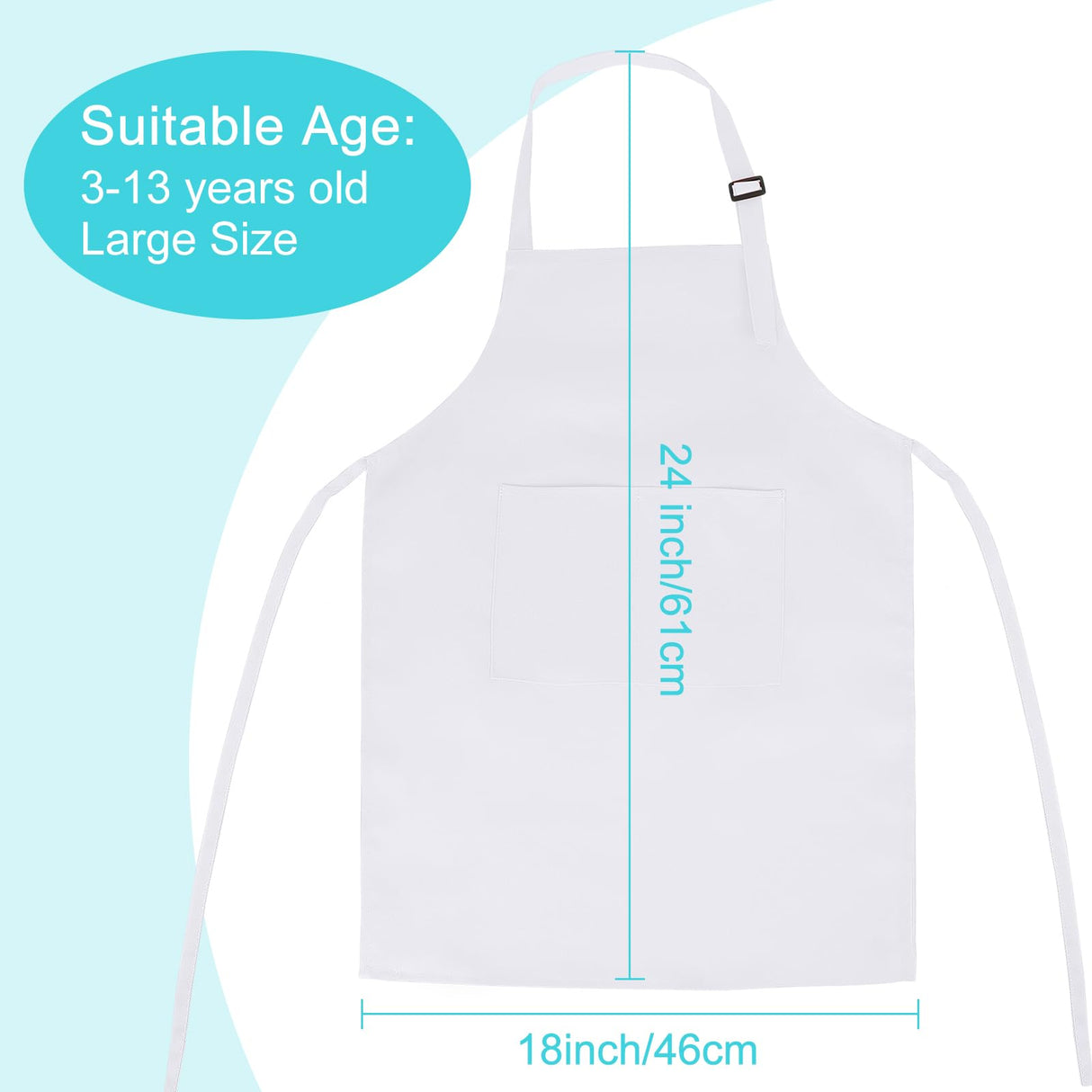 Bouiexye 10 Pack Kids Apron Adjustable Children Apron with 2 Pockets Children Chef Painting Aprons for Cooking Baking Painting Crafts Making (White) Bouiexye