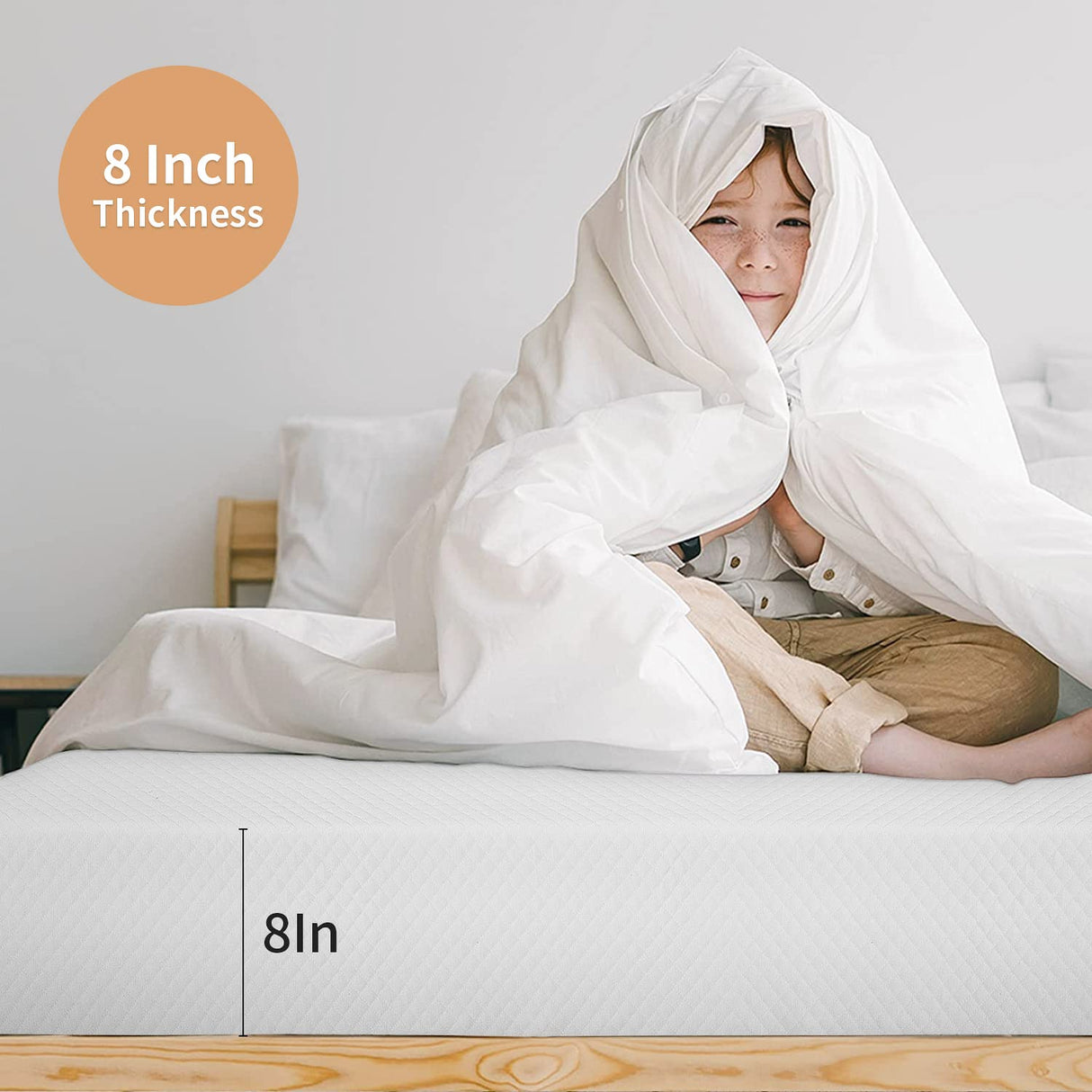 PayLessHere 8 Inch King Gel Memory Foam Mattress Fiberglass Free/CertiPUR-US Certified/Bed-in-a-Box/Cool Sleep & Comfy Support PayLessHere