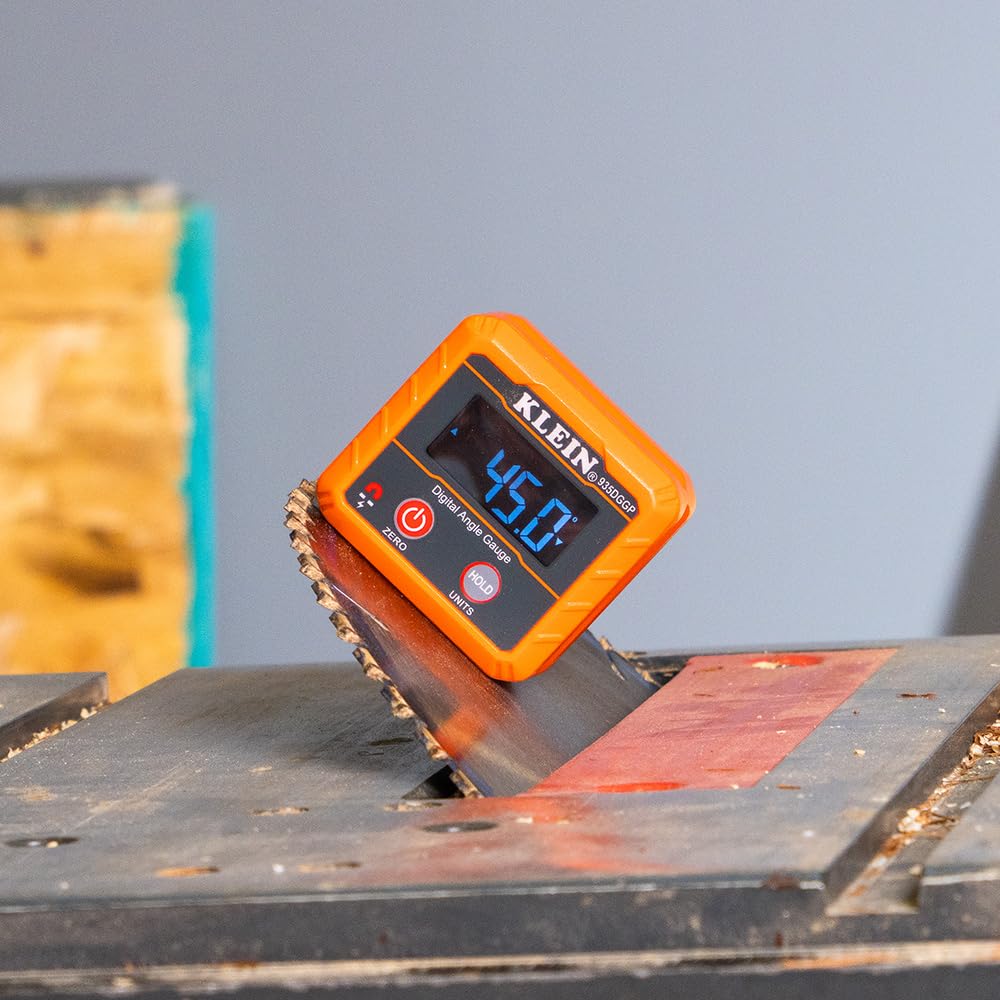 Klein Tools 935DGGP Angle Finder, Digital Gauge with Strong Magnetic Base, Converts Between Degrees, Percent Grade, in/Ft, mm/m Klein Tools