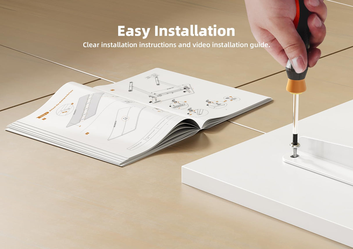Seang Electric Standing Desk with Adjustable Height, 40x24 Inch Stand Up Desk, Sit Stand Desk with Splice Board for Home Office Computer Workstation, White Frame/White Top Seang