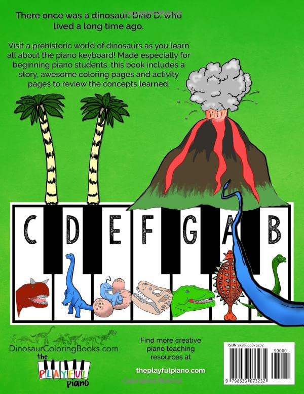 Dino D & Friends: A Piano Coloring Book - Exploring the Piano Keyboard for Dinosaur-Lovers (Doggie D Piano Coloring Books) WoodArtSupply