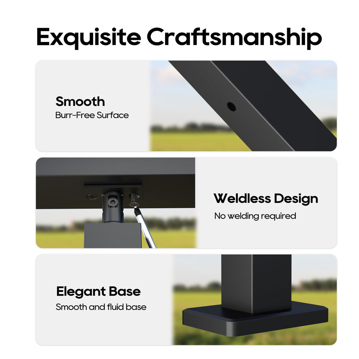 Cable Railing Post 36" (35"X2"x2"), Level Drilled Stainless Steel Deck Railing Post, Black Adjustable Top Level Holes Railing Post for Horizontal Cable Systems, Surface Mount Post for Decks Wqinjk