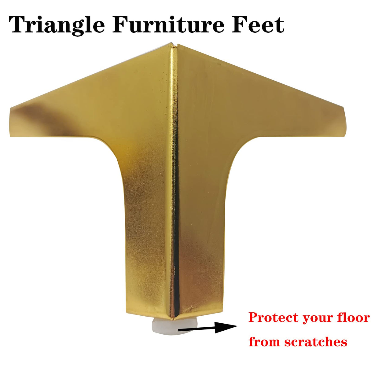 M MIMHOOY 4 Inch Furniture Legs, Set of 4 Metal Furniture Legs Modern Triangle Feet Luxury Gold for Sofa Cabinet Cupboard Couch Chair Ottoman M MIMHOOY