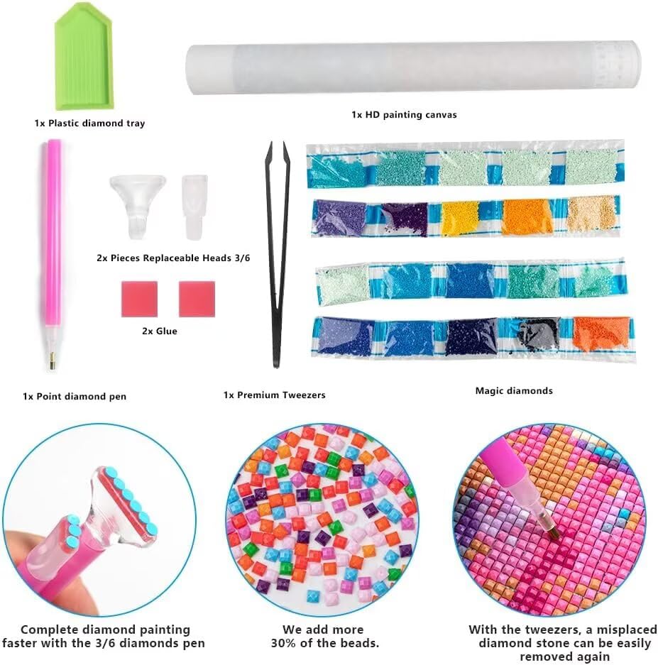 5D Diamond Painting Landscape Diamond Art Kits for Adults, Cherry blossom Diamond Art Kits, Square Drill Diamond Painting, DIY Full Drill Diamond Dots Gem Art Paintings, Home Wall Decor 20x28in k-3 Peepezo