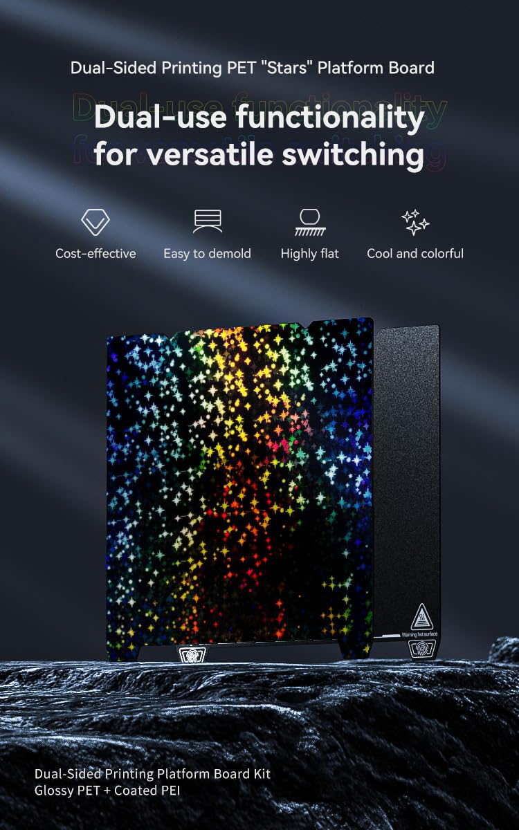 Creality Double-sided Printing “Stars” Platform 235*235mm (Glossy PET + Coated PEI), Without soft magnetic sticker, 3D Printer Platform for K1/Ender-3 V3/SE/KE/S1/3 S1Pro/3/3 Pro/3S/3V2/5/5S/5Pro Lokkr