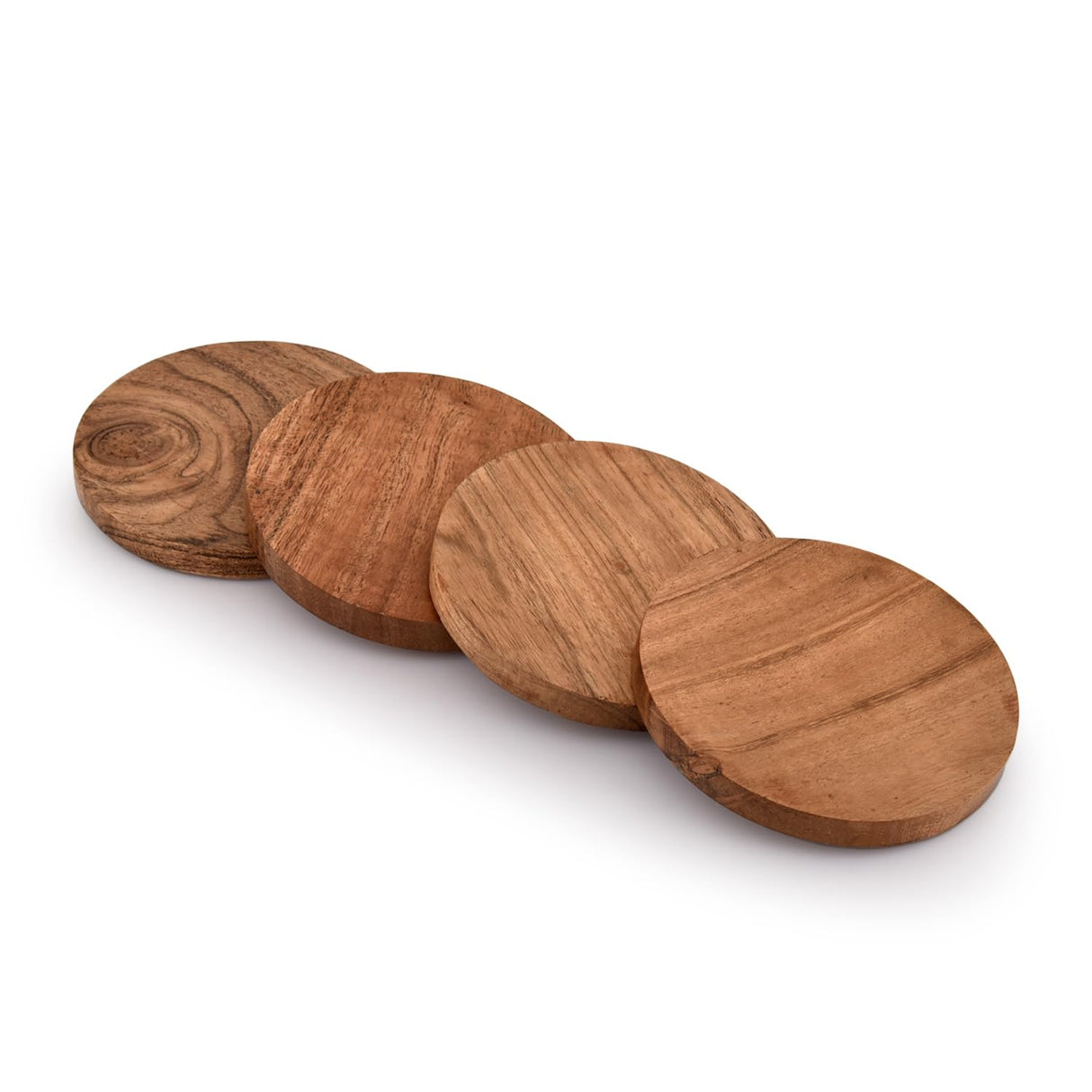 Samhita Acacia Wood Round Coasters Protection Tabletop,Countertop and Surfaces from Water Marks or Damage | Home & Office Decor | Housewarming Gift (Set of 4) (4" x 4" X 0.5") Samhita