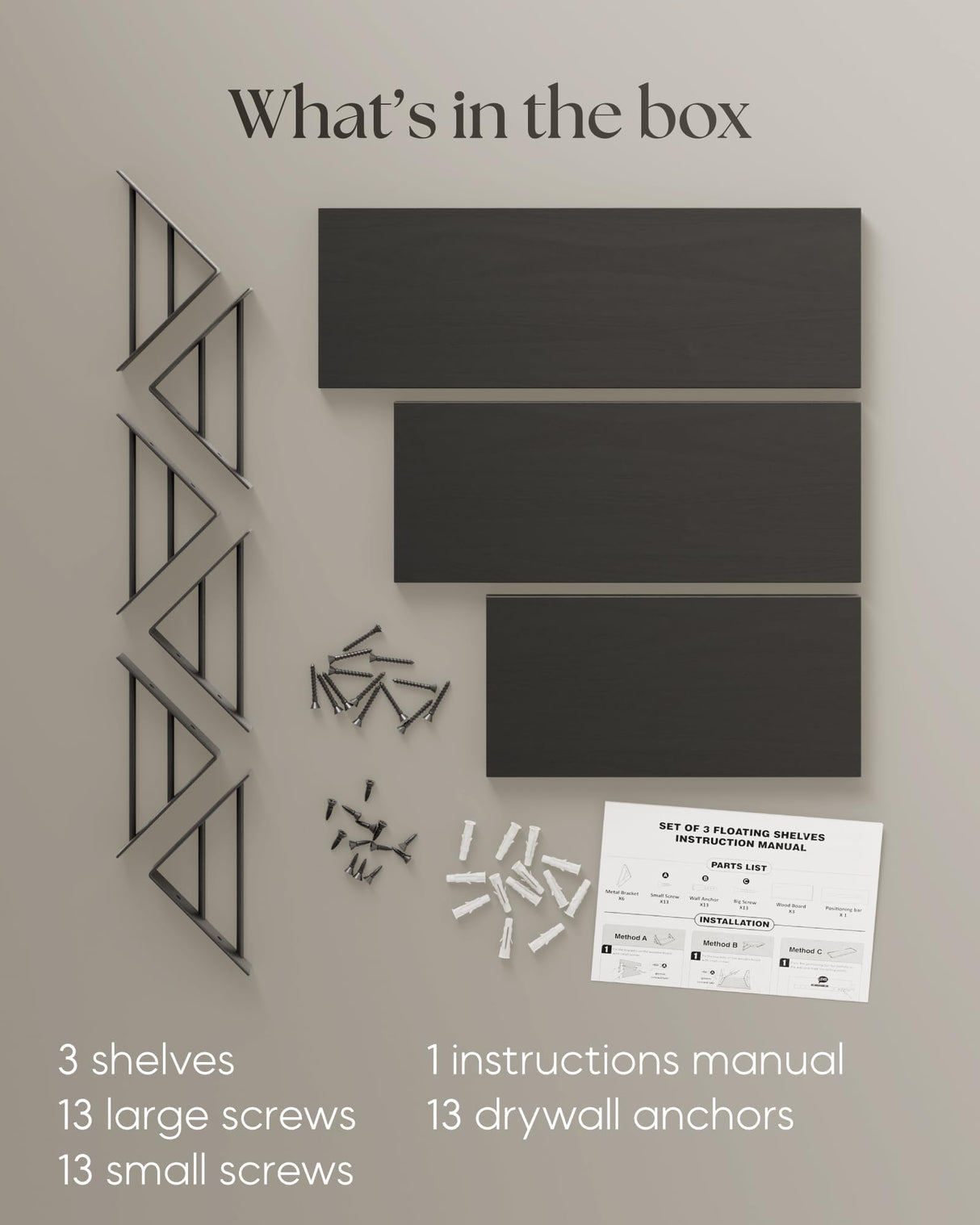 BAYKA Wall Shelves for Bedroom Decor, Floating Wall Shelves for Living Room Kitchen Storage, Wall Mounted Rustic Wood Floating Shelves for Kids Books, Small Shelf for Bathroom, Office, Laundry Room BAYKA