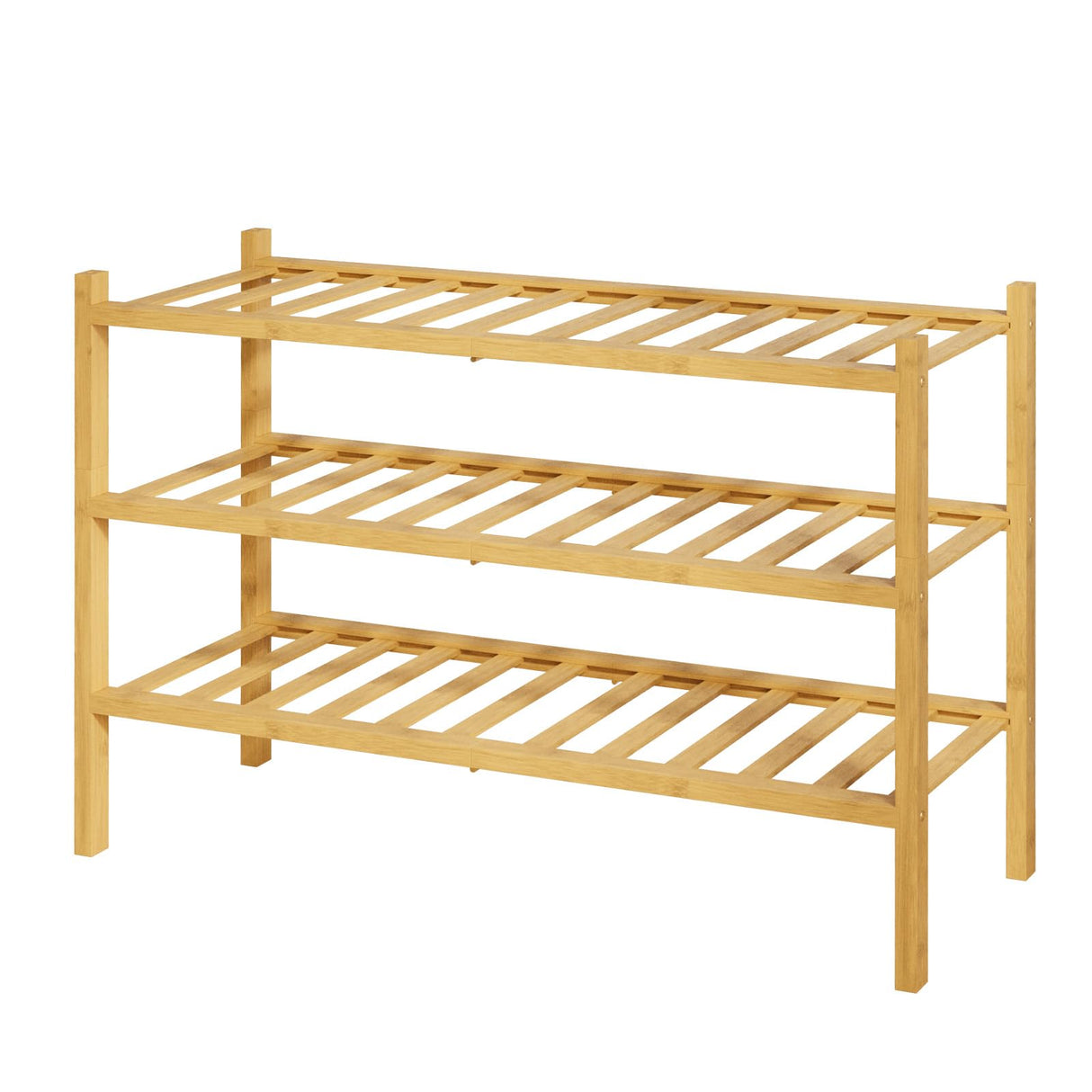 Kitsure Bamboo Wooden Shoe Rack for Closet - Stackable Shoe Organizer with Modular Structure, Space-Saving Shoe Shelf for Entryway, Living Room, Bedroom, 26.8" x 11" x 18.9", Natural Kitsure
