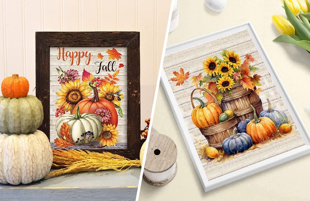 MjhRcll 4 Packs Paint by Numbers for Adults,Fall Paint by Numbers on Canvas,DIY Pumpkins Picture Paint by Number Kits Without Frame Acrylic Painting for Home Wall Decor 12X16 Inch MjhRcll