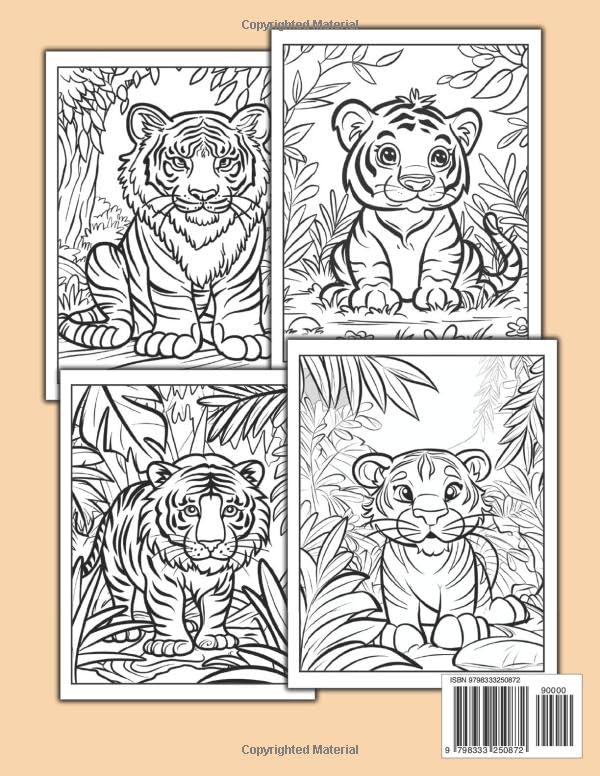 Tigers Coloring Book: Over 45 Illustrates Tigers Kids Enchanted Into The world of Wilds, Gifts For Boys, Children, Girls Majosta