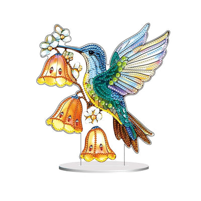 hyzsj DIY Diamond Desktop Ornament Hummingbird Wind Chimes,Crystal Diamond Art Painting Tabletop Ornaments Single Sided,Ornament for Adult Beginner Home Office Decor Crafts Gift