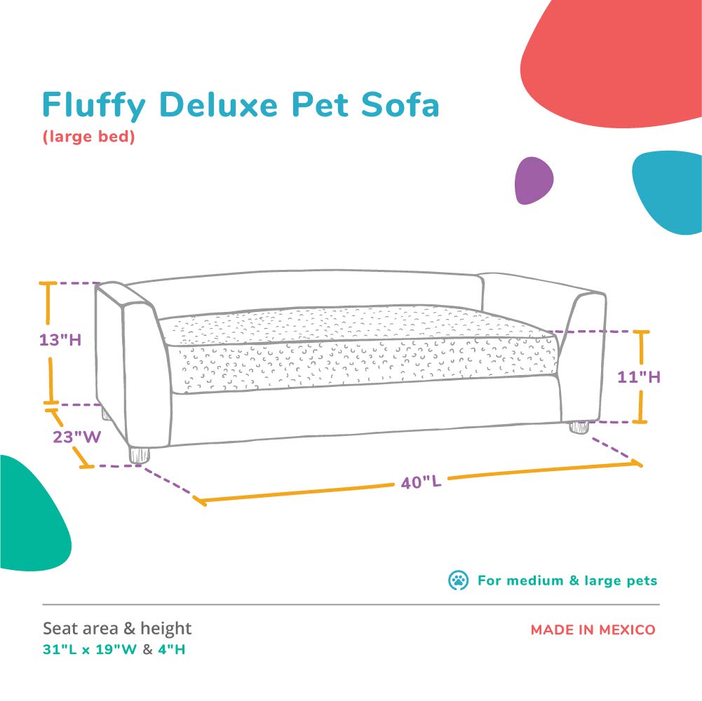 Keet Fluffy Deluxe Pet Bed, Charcoal, Large (40x23x13) Keet