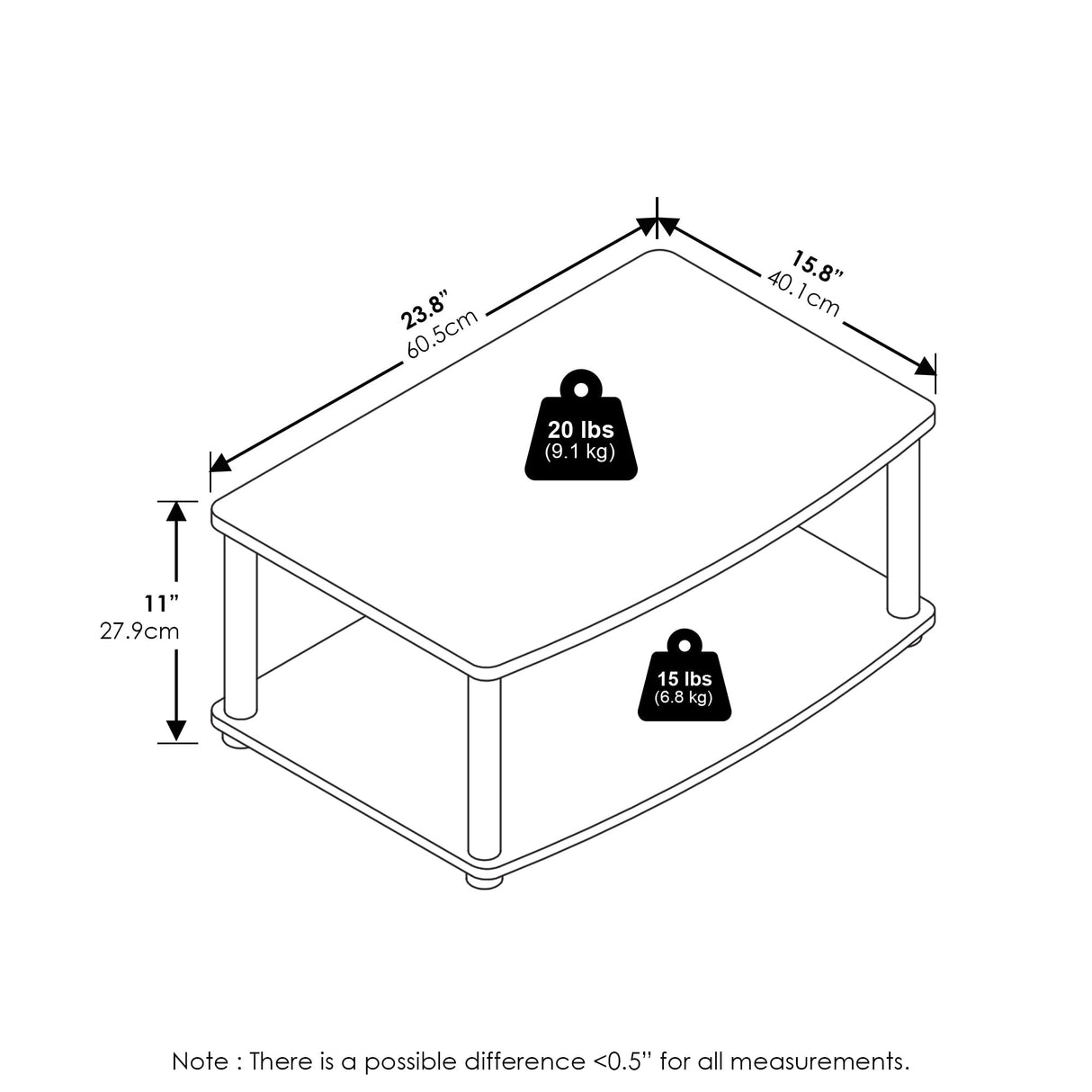 Furinno Turn-N-Tube Multipurpose 2-Tier Printer Stand Display/Elevated TV Stand, Espresso/Black Furinno