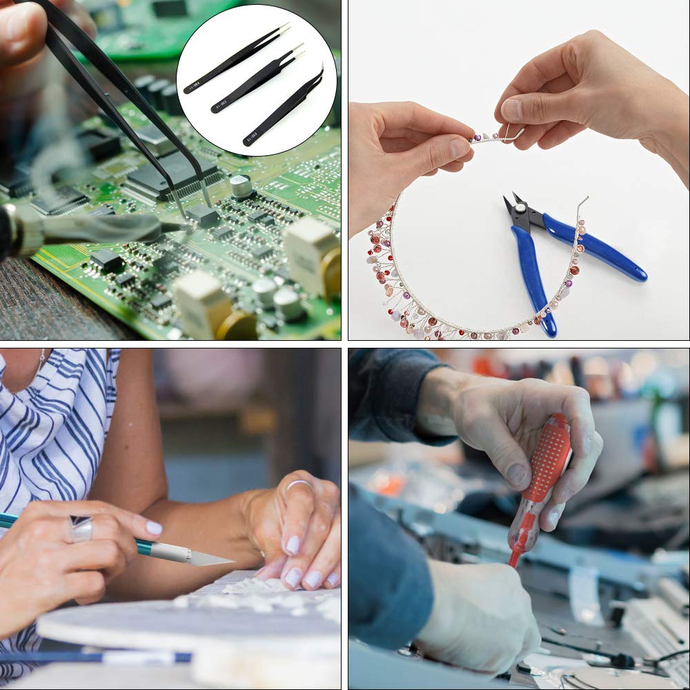 Soldering Iron Kit Electronics, 21-in-1, 90W LCD Adjustable Temperature Soldering Iron, 5pcs Soldering Iron Tips, Soldering Iron Stand, Desoldering Pump, Magnifier, Solder Wire, Tweezers, PU Carry Bag handskit