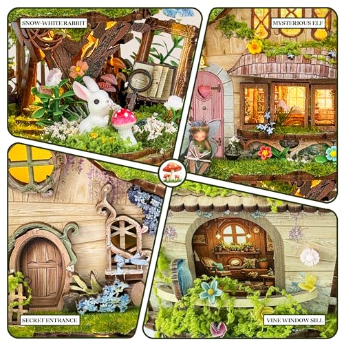LoreNook Book Nook Kits for Adults, DIY Miniature House with Warm LED Lights, Fantasy Treehouse Booknook, Bookshelf Decor Gifts for Friends - Rowan's Tree House