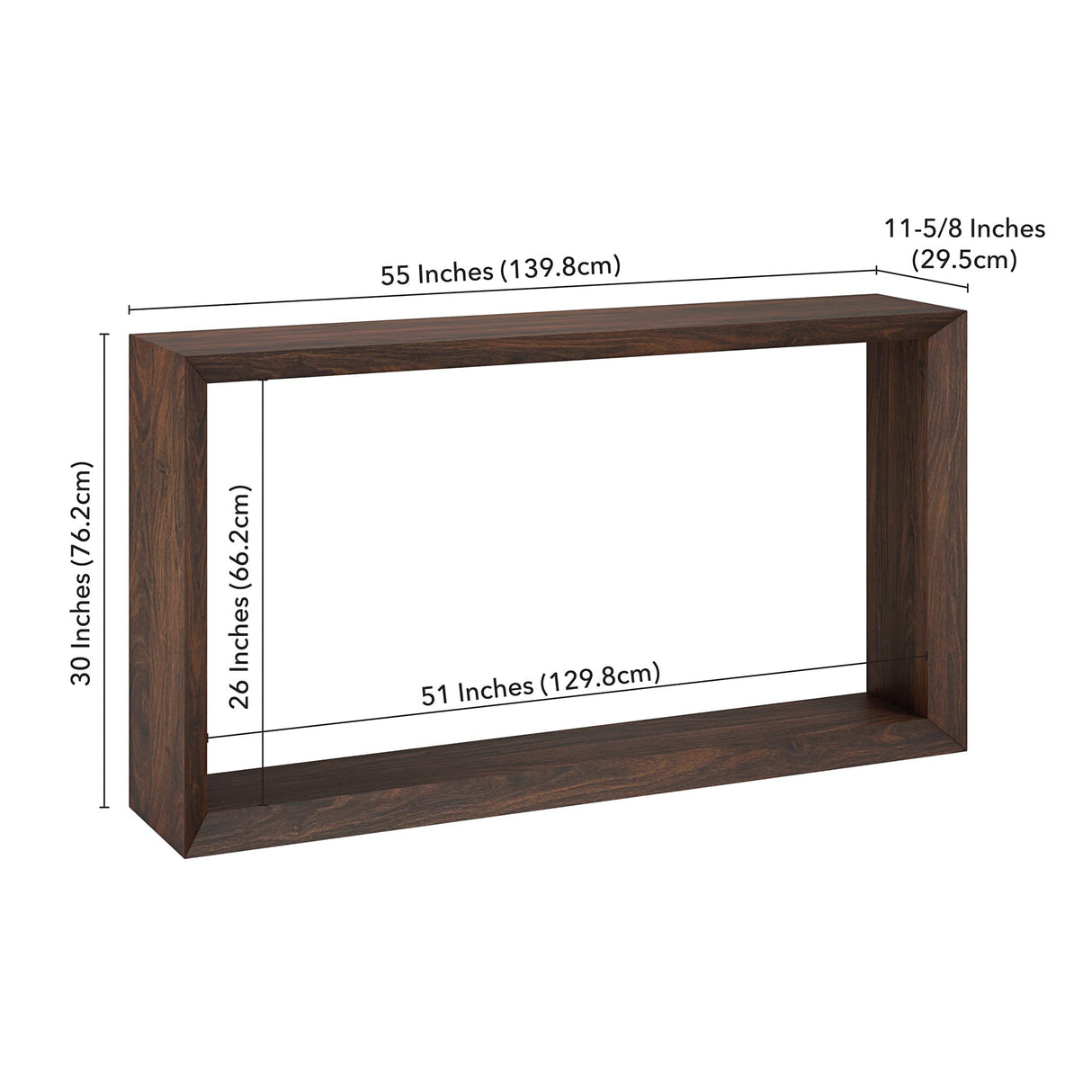 Henn&Hart 55" Wide Rectangular Console Table in Alder Brown, for Home, Living Room, Bedroom, Entertainment Room, Office Henn&Hart