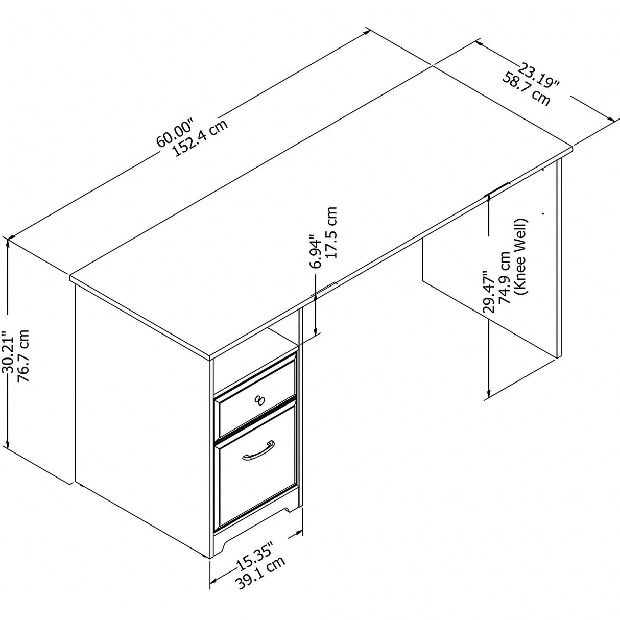 Bush Furniture Cabot 60W Computer Desk with Drawers, Espresso Oak (WC31860-03) Bush Business Furniture