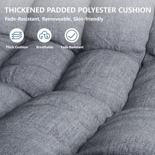 SWITTE Double Egg Swing Chair with Stand, Outdoor Patio 2 Person Hanging Wicker Hammock Chairs with Cushion for Indoor Bedroom, Lawn, Garden-Dark Grey SWITTE