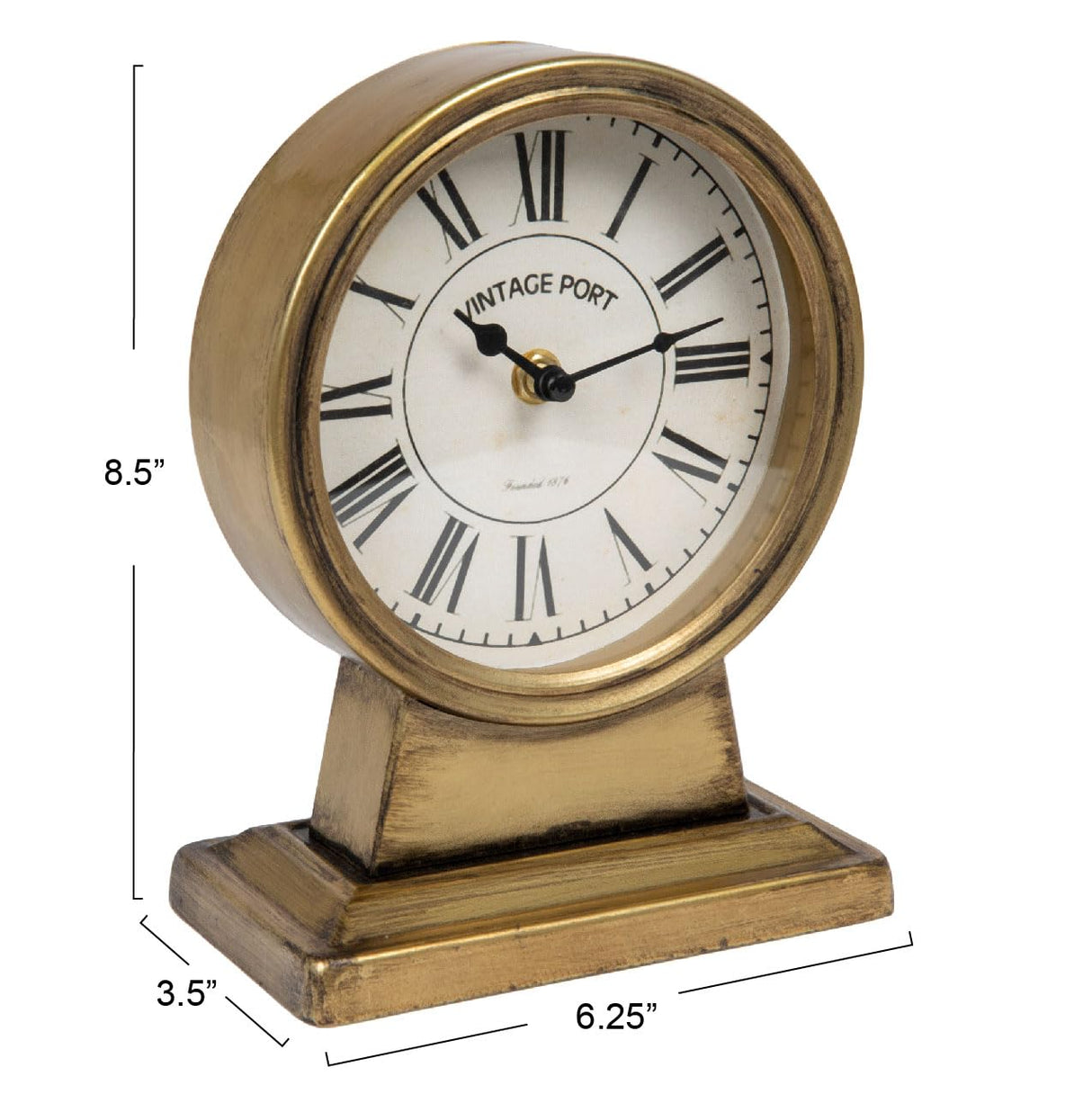Creative Co-Op Decorative Metal Mantel Clock, Gold Finish Creative Co-Op