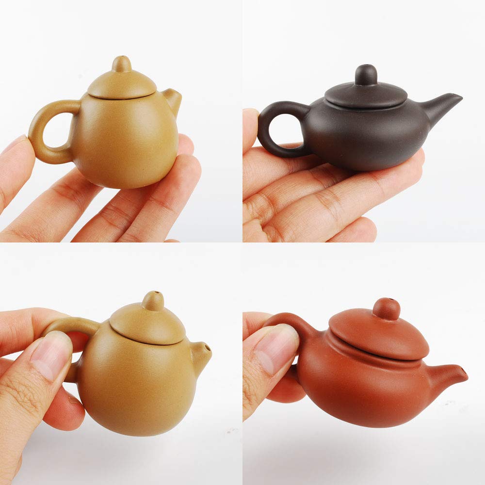 NWFashion Chinese Wooden Rosewood 11" Curio Cabinets Shelf+3PCS Mini Redware 2.5" Teacup (Plum) NWFashion