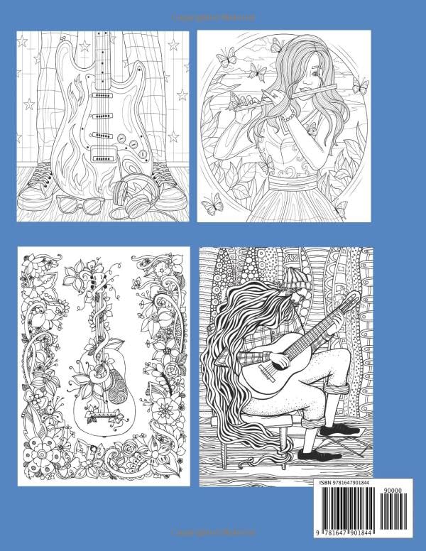 Music Coloring Book for Adults: Includes 50 Dazzling Musical Designs to Color WoodArtSupply