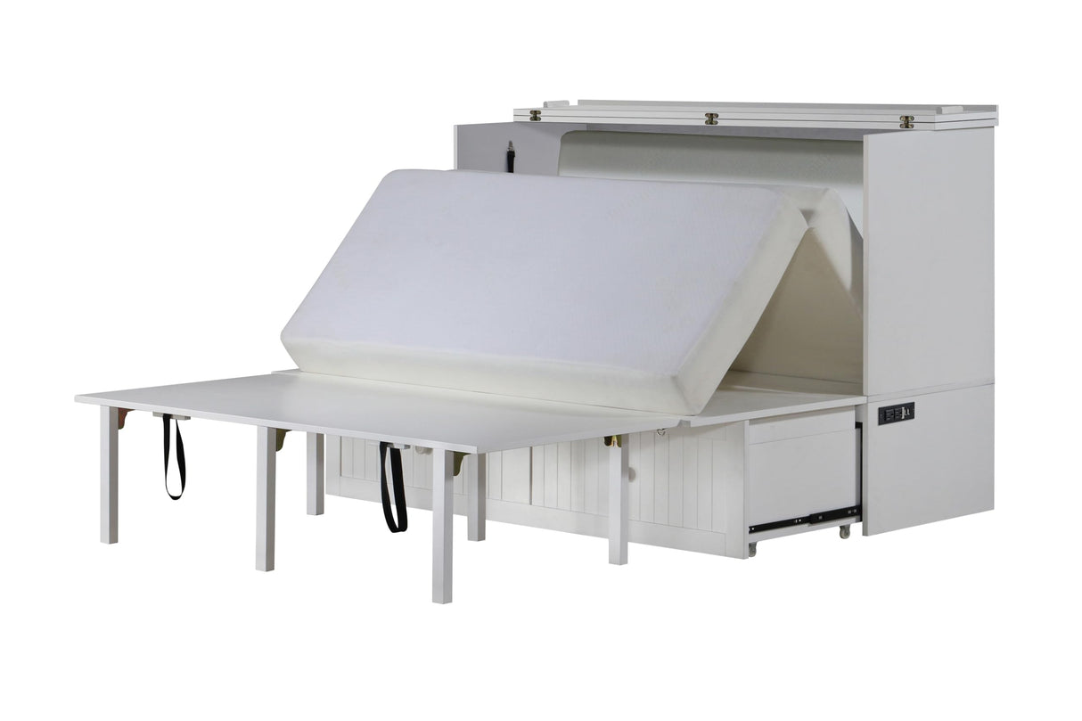 Mega Solutions Murphybedz Tuscany Murphy Cabinet Chest Bed with Charging Station 6 Inch, Queen (White) Mega Solutions