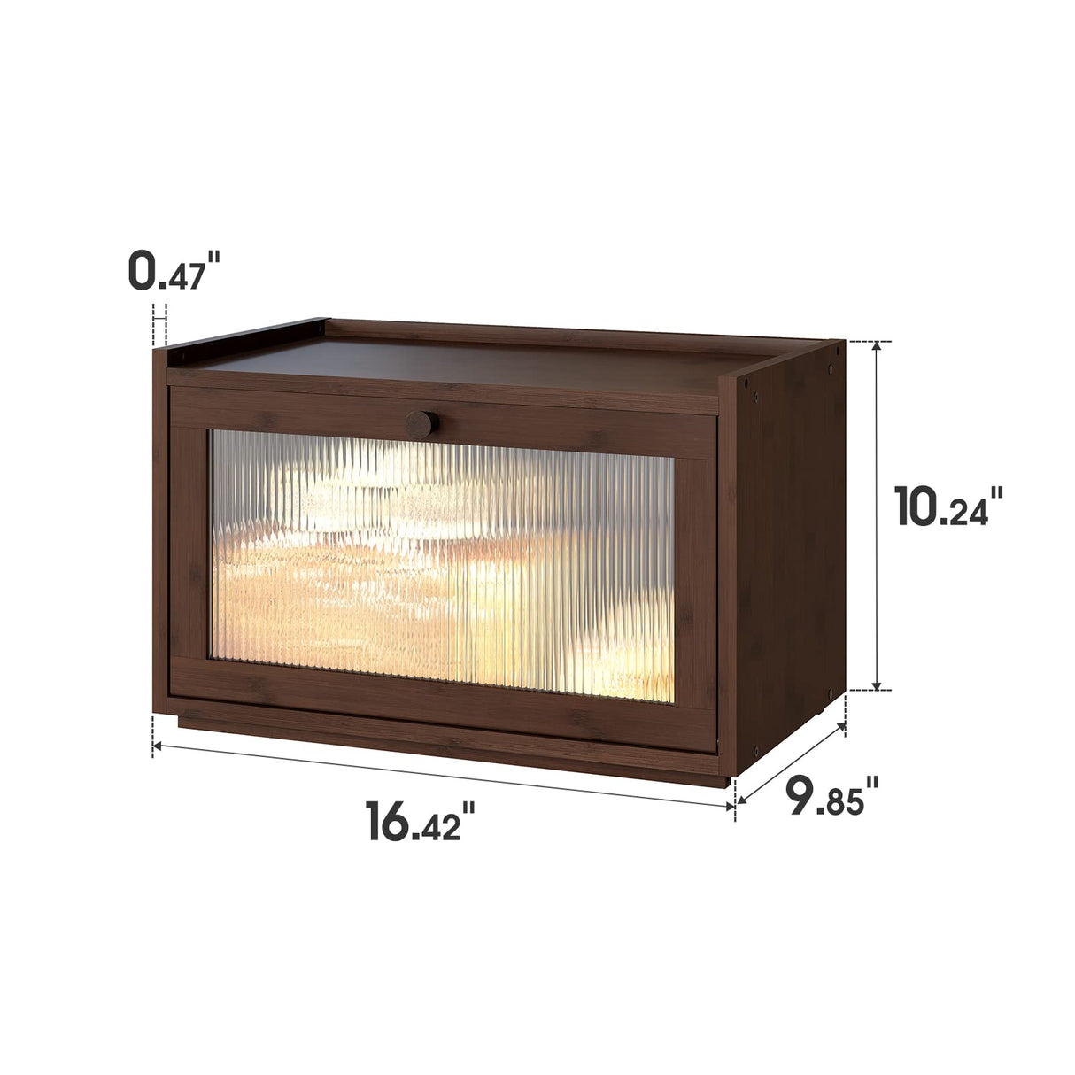 kiplant Large Bread Box for Kitchen Counter, Bamboo Bread Storage Container with Wavy Arcylic Transparent Door, Bamboo Wooden Farmhouse Bread Box for Your House (Brown) kiplant