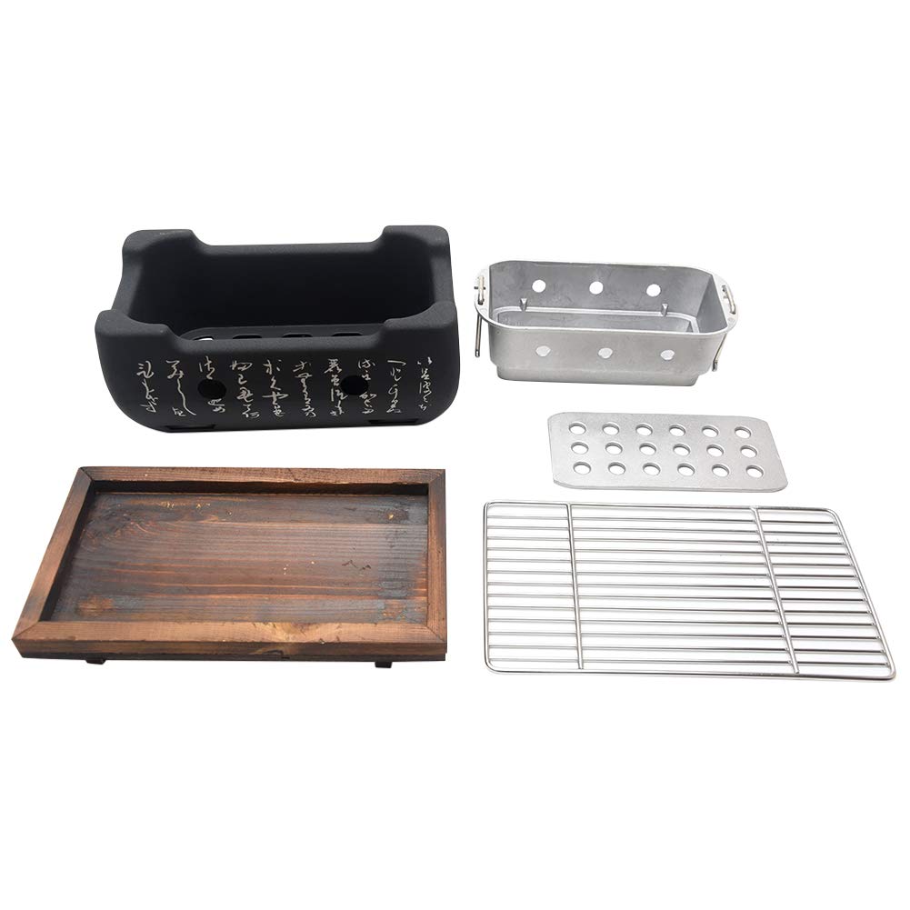 Japanese Style Barbecue Grill Portable Food Charcoal Stove/BBQ Plate Household Barbecue Tools Accessories (BBQ Grill (24X12.5cm)) Lovt