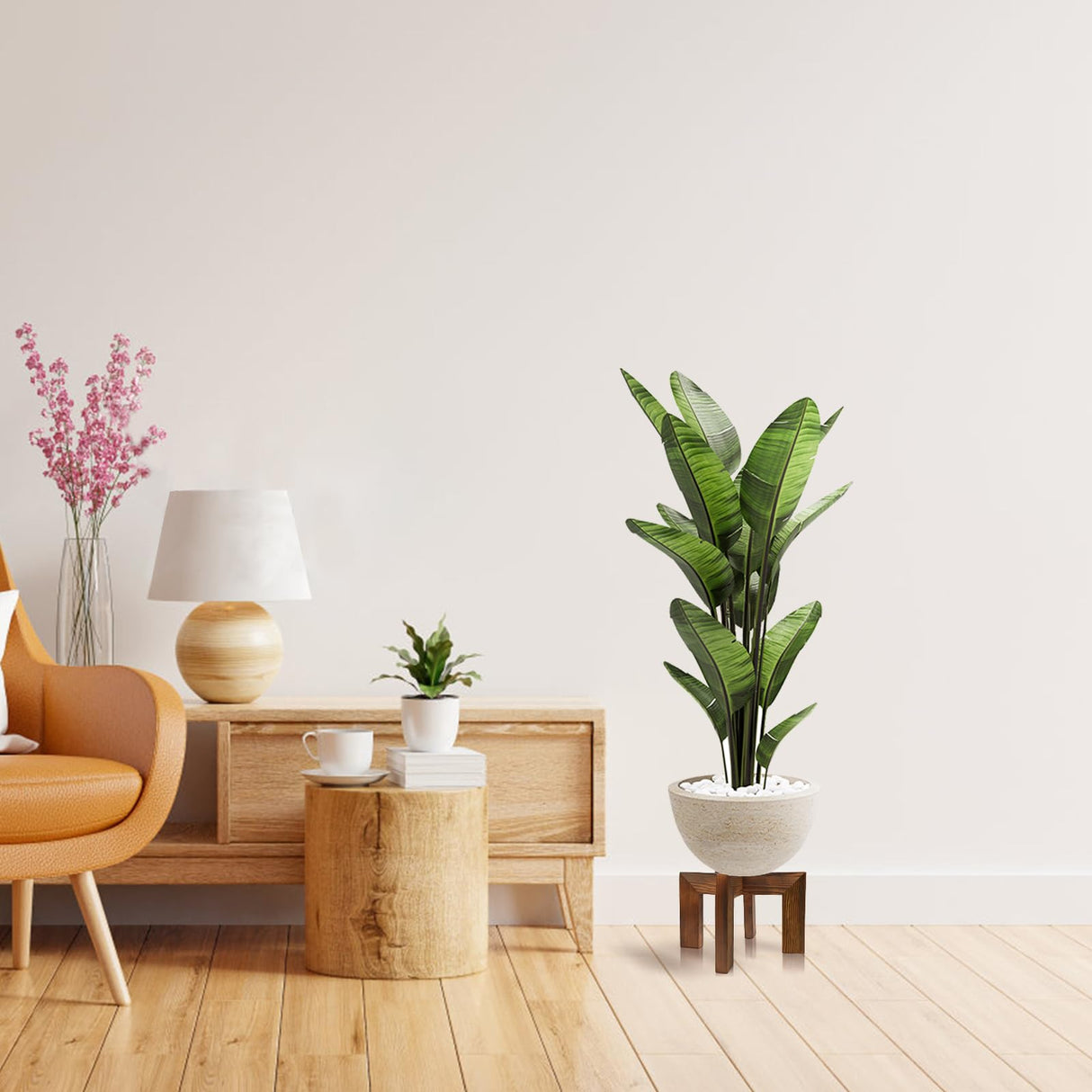 Adnkwolivt Indoor Plant Stand - Wooden Plant Stands Indoor 1 Pack, Floor Flower Pot Holder, Mid Century Planter Stand for Home Decor, Gift for Mothers Day, Plant Lovers, Housewarming Adnkwolivt