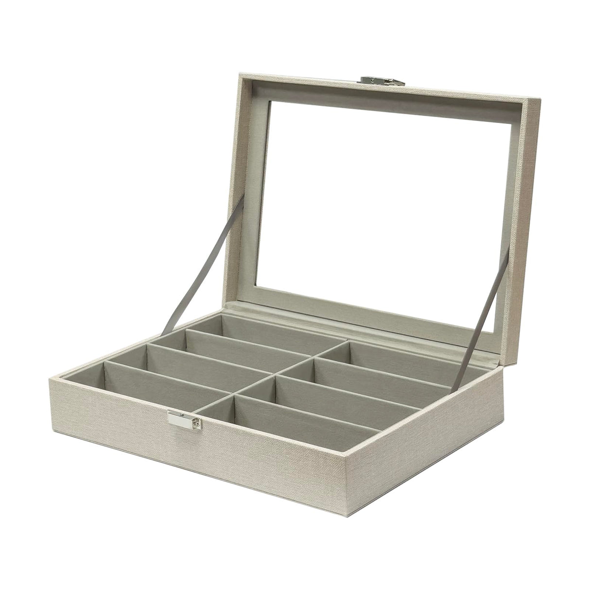 UnionPlus 8-Slots Sunglasses Case Organizer, Eyeglass Glasses Display Holder Collector, Multiple Sunglasses Storage Case, Beige Liner Faux Leather UnionPlus