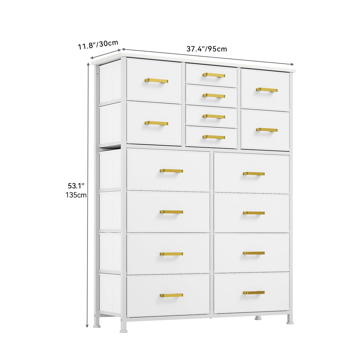 YITAHOME Dresser for Bedroom with 16 Drawers, Large Chest of Drawers, Tall Dressers for Bedroom with Wood Top and Metal Frame YITAHOME
