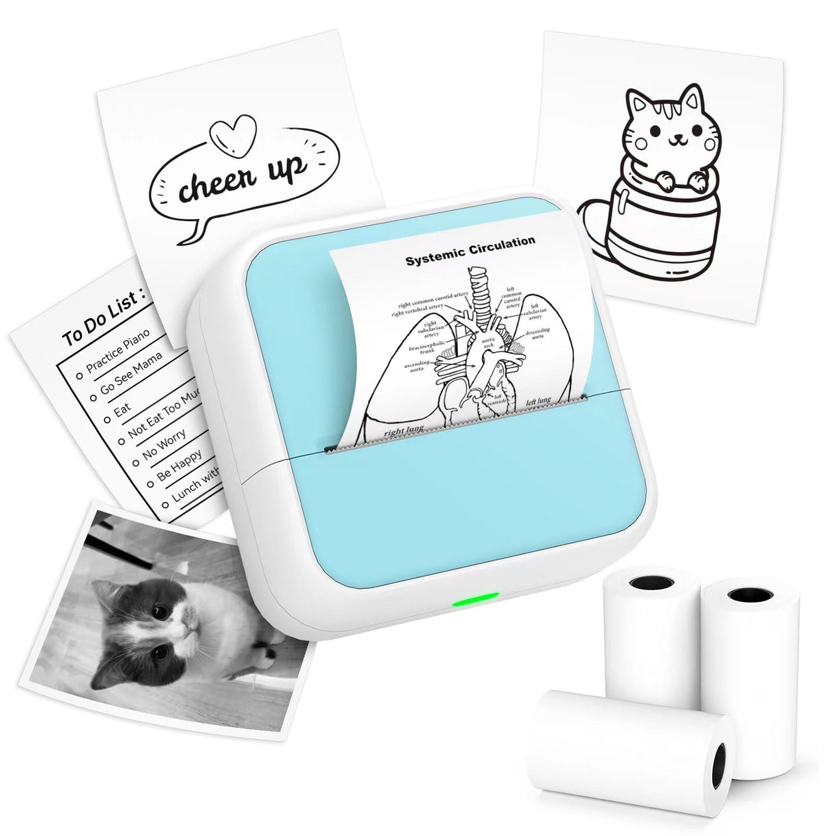 Sticker Printer - Printpods Mini Printer with Stickers, Print Pod, Bluetooth Inkless Printer, Sticker Maker, Portable Thermal Printer for iphone, Impresora Portรกtil for Notes, Journal, DIY, Kids Gift Anycash
