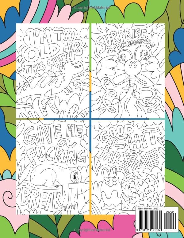 Swearing Animals: A Swear Word Adult Coloring Book with Stress Relieving Designs and Funny Cursing Quotes for Adults Relaxation (Gag Gift for Sweary Lovers) ZONULAR