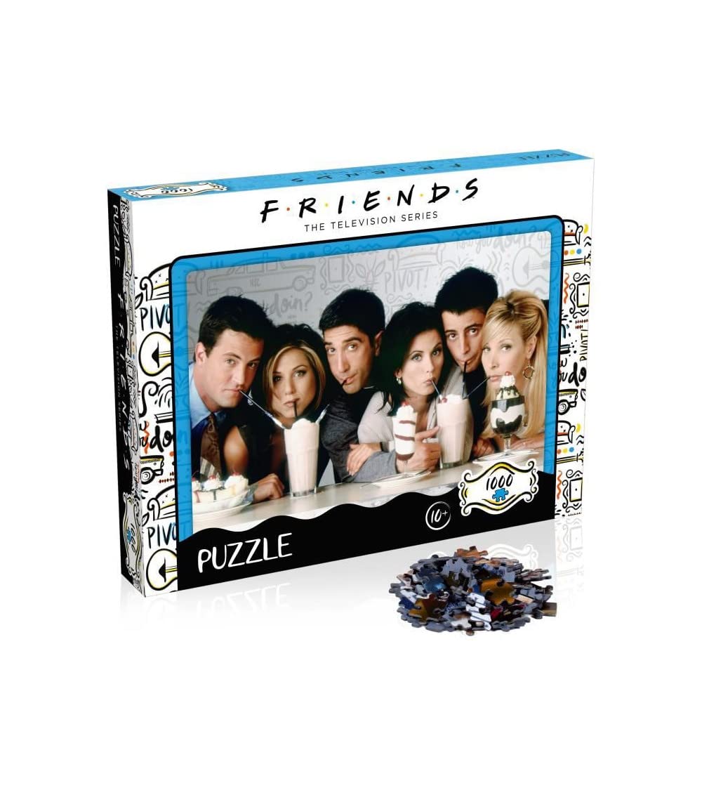 Top Puzzles Friends Milkshake 1000 Piece Jigsaw Puzzle Game, Assemble characters from the popular TV Series including Joey, Ross, Rachel, Chandler, Phoebe and Monica, gift for ages 10 plus Top Trumps