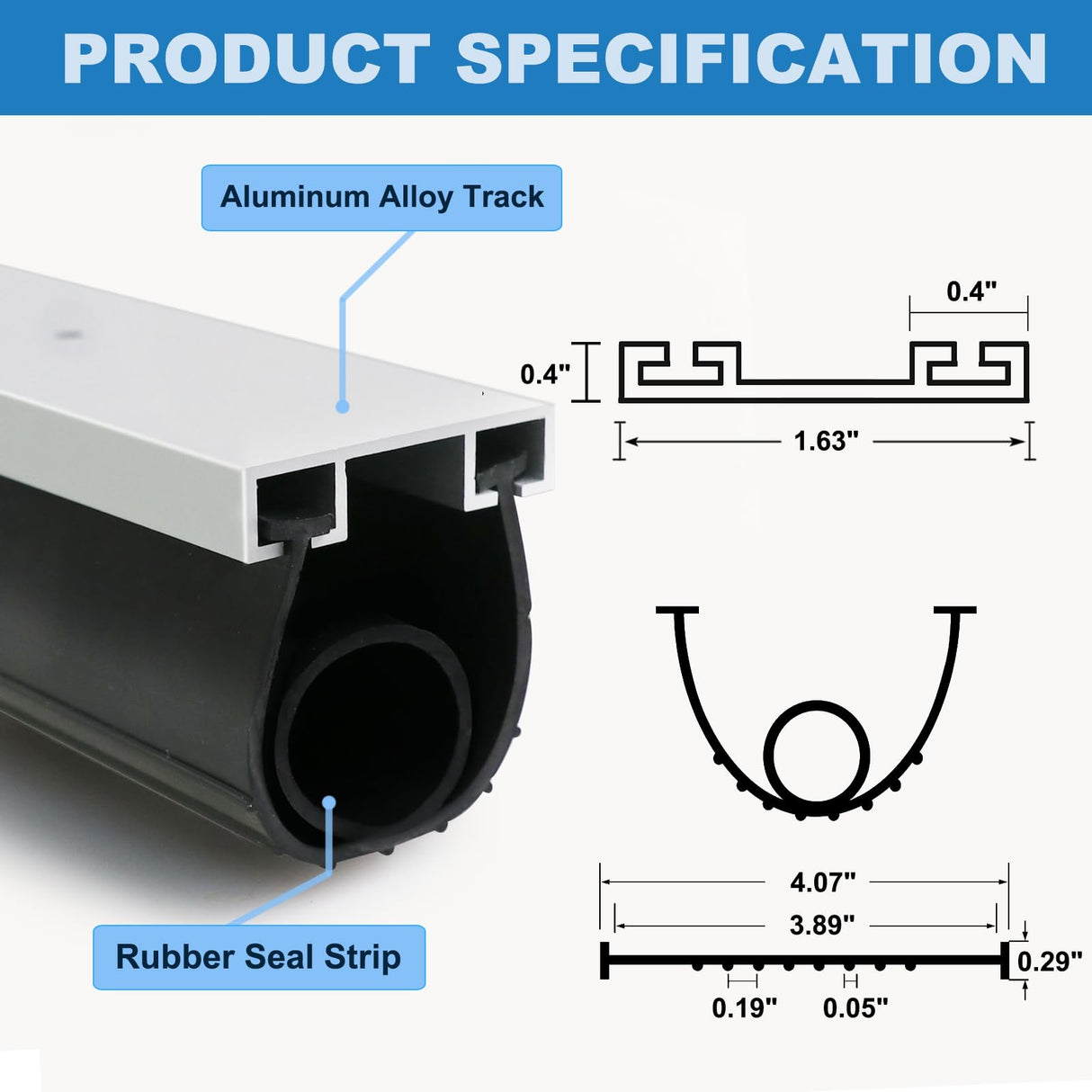 Duzzy Universal Garage Door Seals Kits, Pre-drilled 10 Feet U+O Ring Heavy-Duty Weatherproofing Garage Door Rubber Seals Bottom Pakage with Aluminum Track Retainer Base Kits Duzzy
