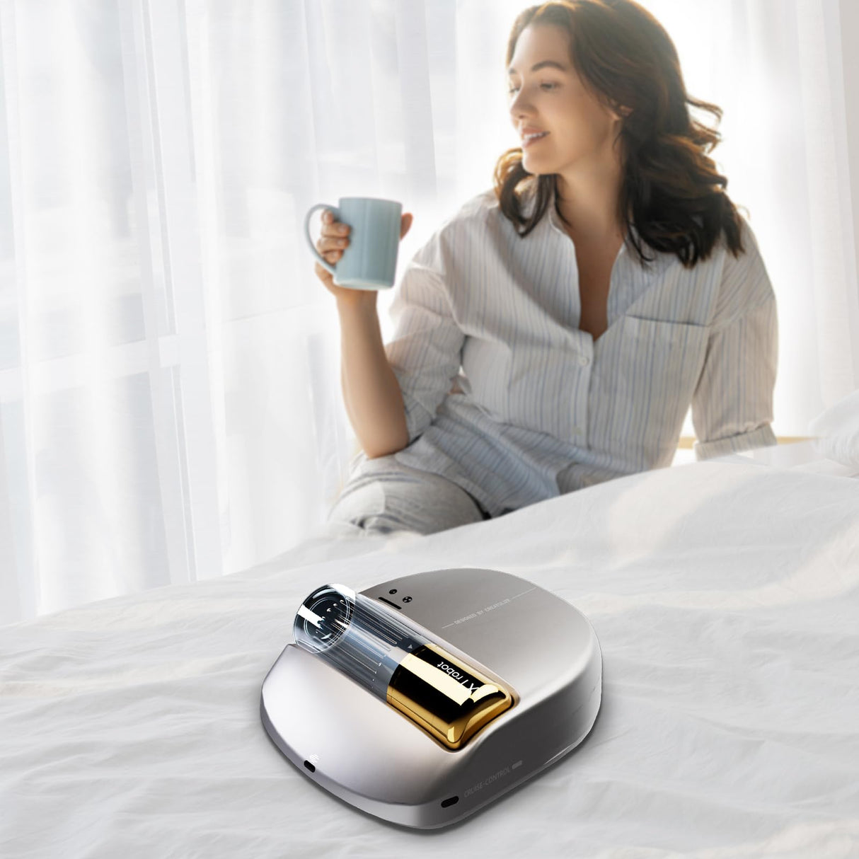 CREATULIZE Automatic Bed Vacuum Cleaner with Smart Navigation, No App Required, 14AW, Edge-Sensing Tech & 55dB Ultra-Quiet Design, for Beds, Mattress, Carpets & Sofas Pet Hair/Dust Removal CREATULIZE