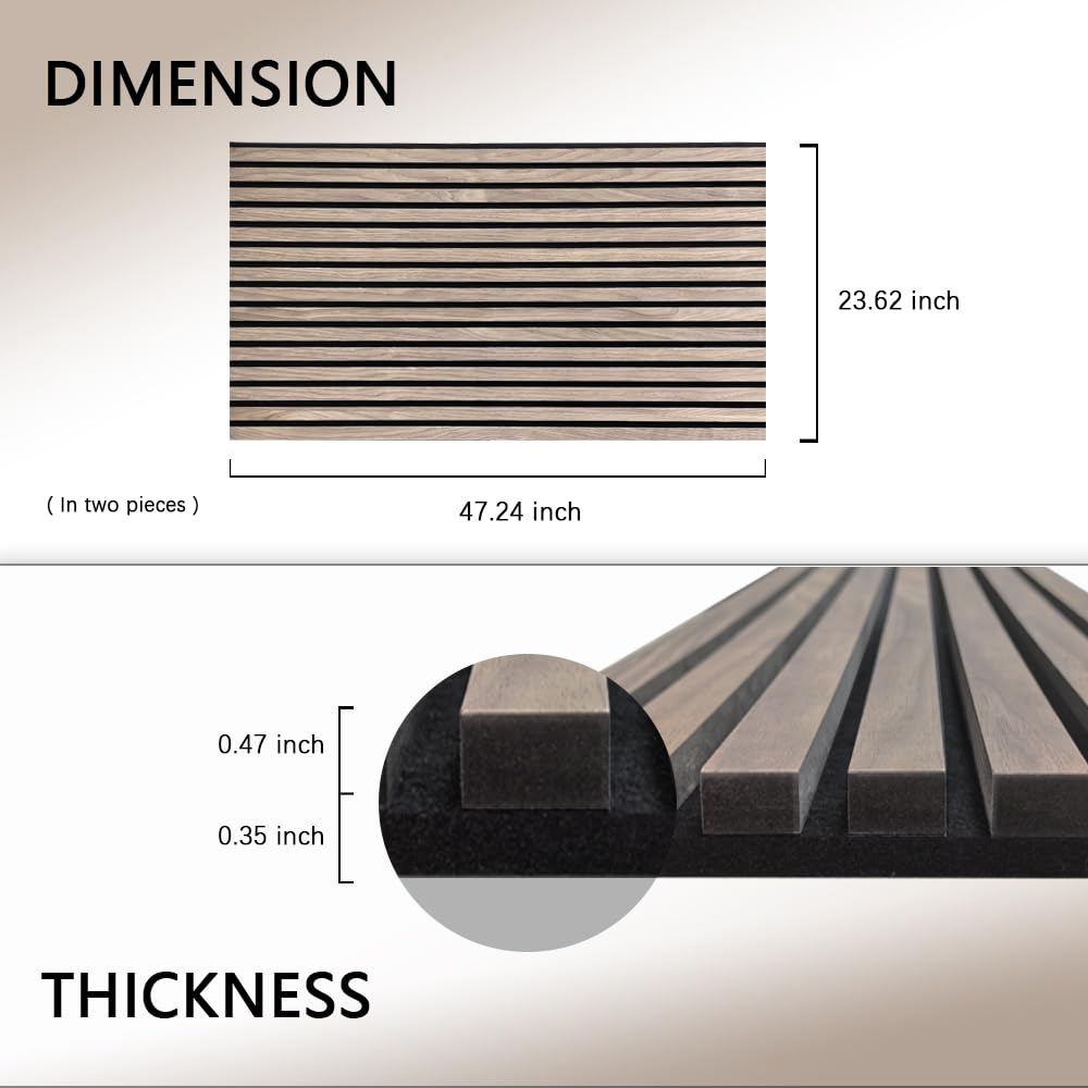 ARTSLAT 2PCS 3D Fluted Sound Absorbing | Acoustic Wood SLAT Wall Panels | Interior Design for Walls and Ceilings | 47.24 * 23.62in | 2PCS in box | Natural Walnut ARTSLAT