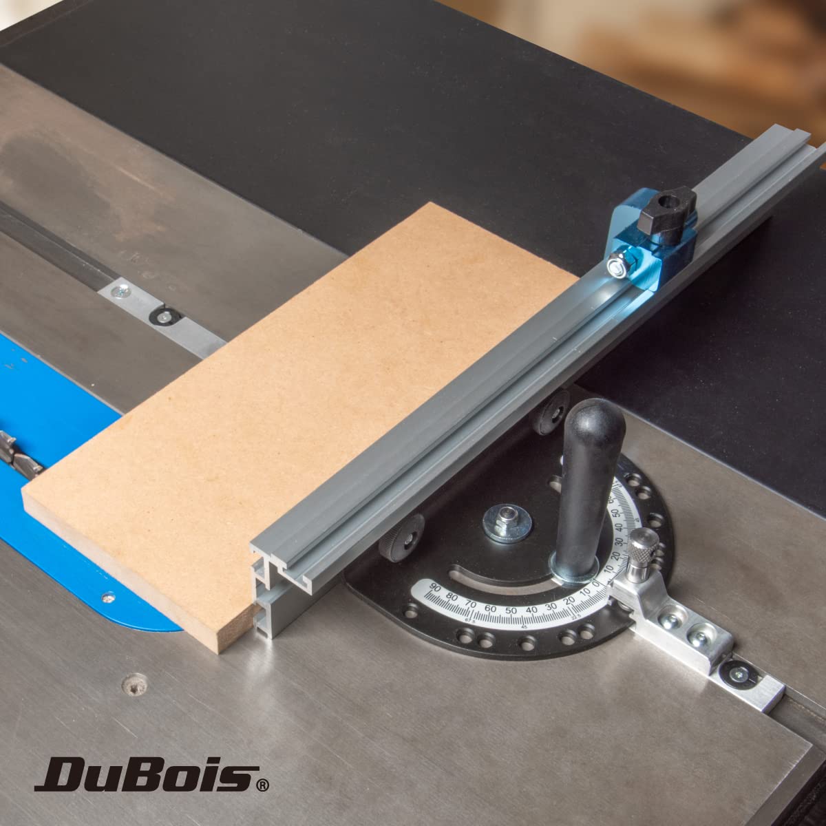 DuBois 51007 Table Saw Miter Gauge Fence System w/ 13 Precise Angle Stops & Standard 3/4”x 3/8”T-Slotted Miter Bar w/T-Slot Plate, Includes T-track Miter Fence, T-track Flip Stop, SEA/Metric Scale DuBois