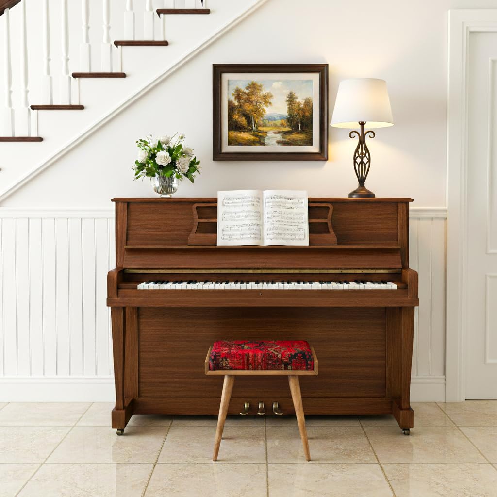 Ultimate Premium Products Walnut Ottoman Stool for Living Room | Versatile as a Piano Bench | Ideal Bedroom Bench | Functional Footstool Bench | Oriental Ultimate Premium Products