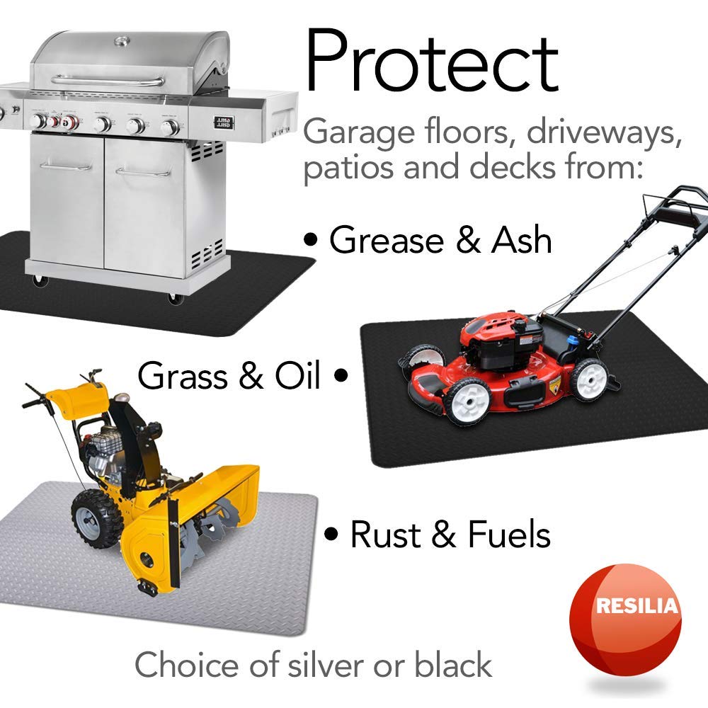 RESILIA - X-Large Under Grill Mat - Black Diamond Plate, 57 x 47 inches, for Outdoor Use RESILIA