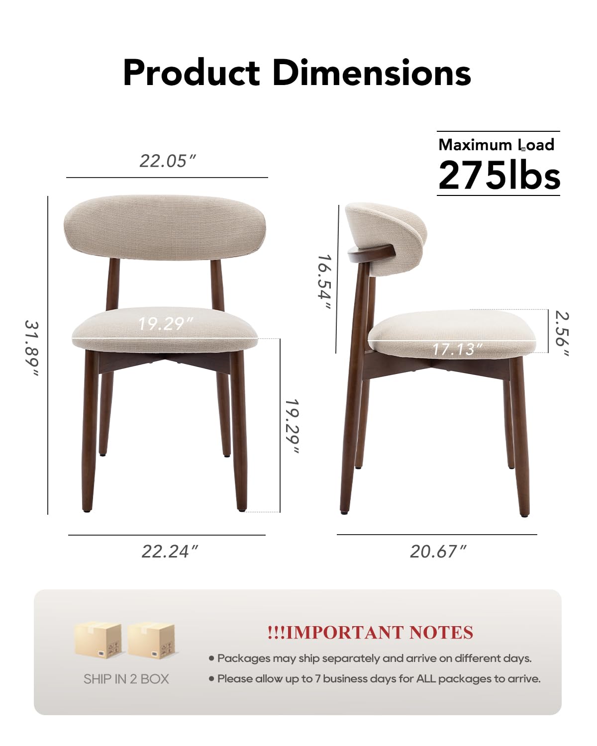 Homixis Dining Room Chairs Set of 4, Upholstered Farmhouse Dining Chairs, Modern Fabric Kitchen Chairs with Solid Wood Leg,Beige Homixis