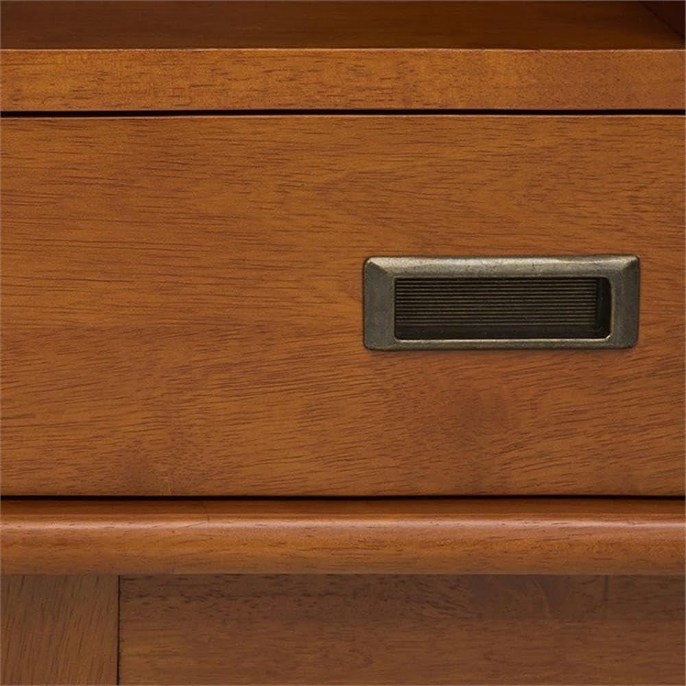 Allora 64" Mid Century Modern Solid Wood Wide Bookcase with 2 Drawers and 3 Shelves, for The Living Room, Study Room, Home Office, in Teak Brown Allora