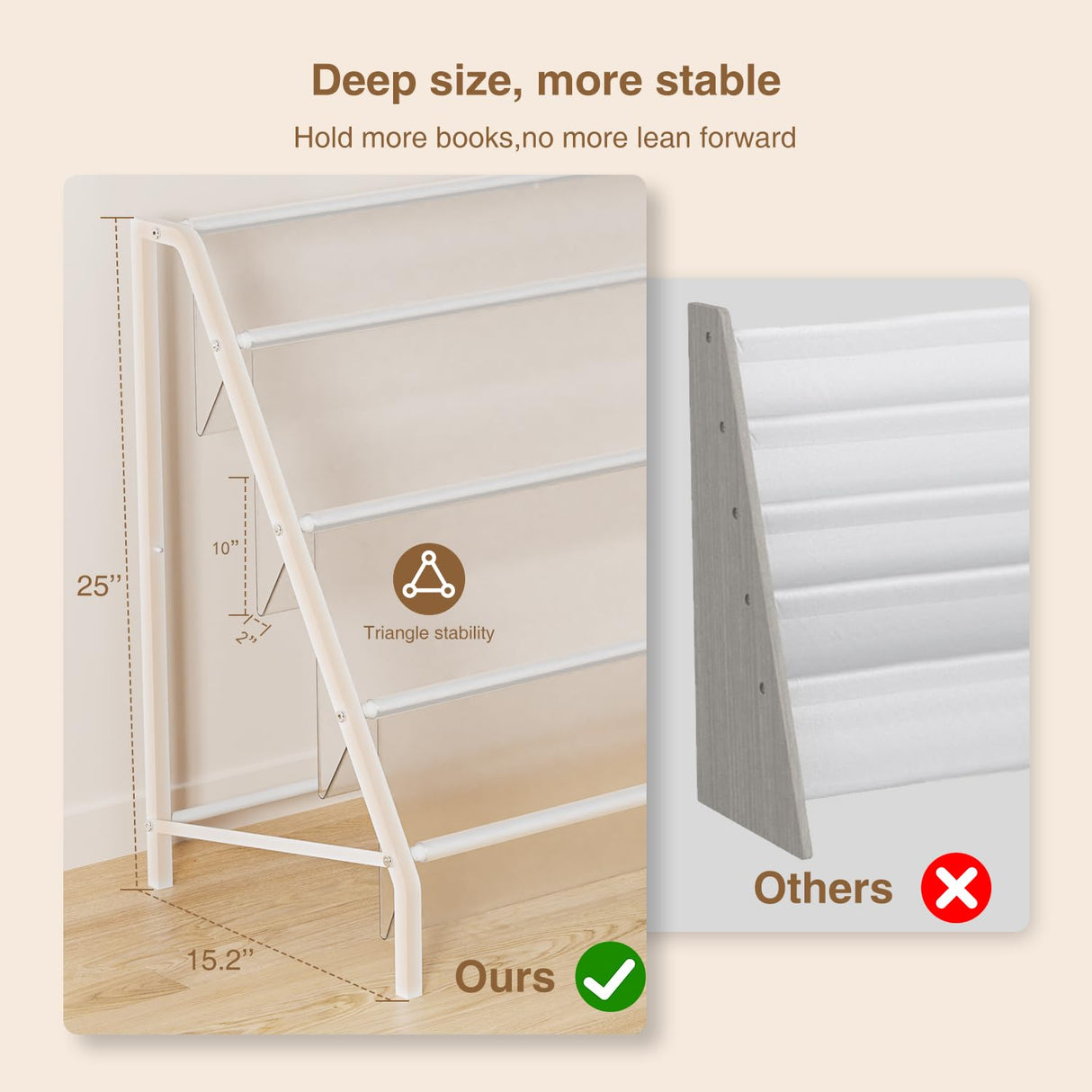 HAVEDAWN High-Transparent 4 Tier Kids Bookshelf, Sturdy Metal Large Size Book Rack Storage for Kids - Toddler Book Shelf Display for Nurasery, Kids Room, Deep Size Bookshelf Hold More Books HAVEDAWN