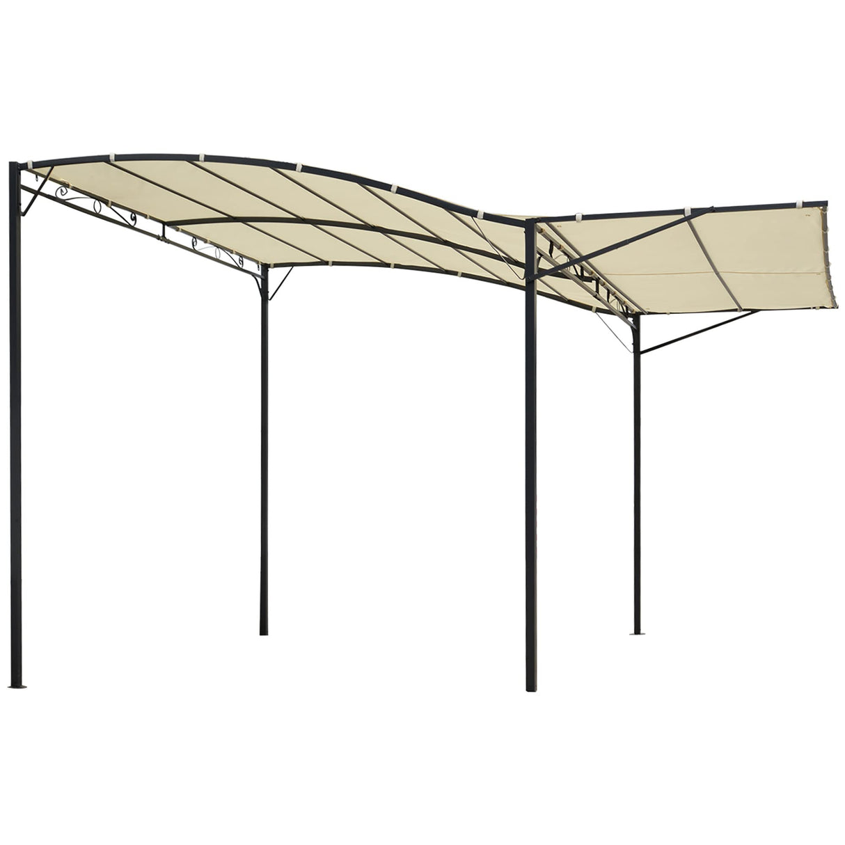 Outsunny 10' x 8' Outdoor Pergola and Patio Gazebo, Extendable Side Awning, Sun Shade Shelter for Garden, Camper, Deck, Doors and Windows, Beige Outsunny