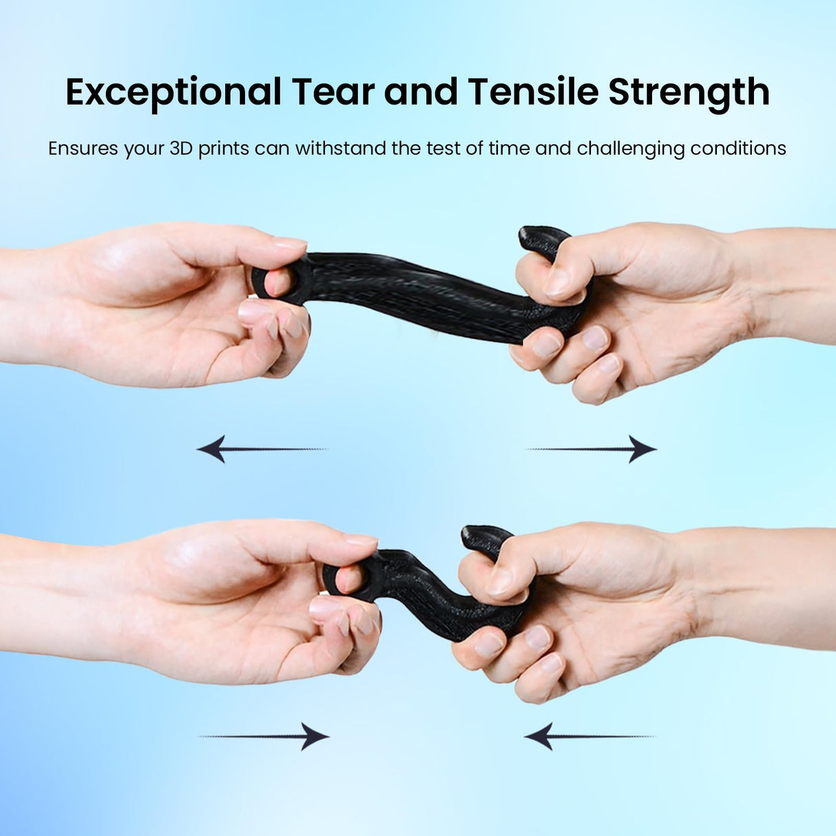 TEQStone TPU Filament 1.75mm Black 1Kg Spool 95A Flexible Soft 3D Printer Filament Consistent Diameter +/-0.03mm in Vacuum Package TEQStone