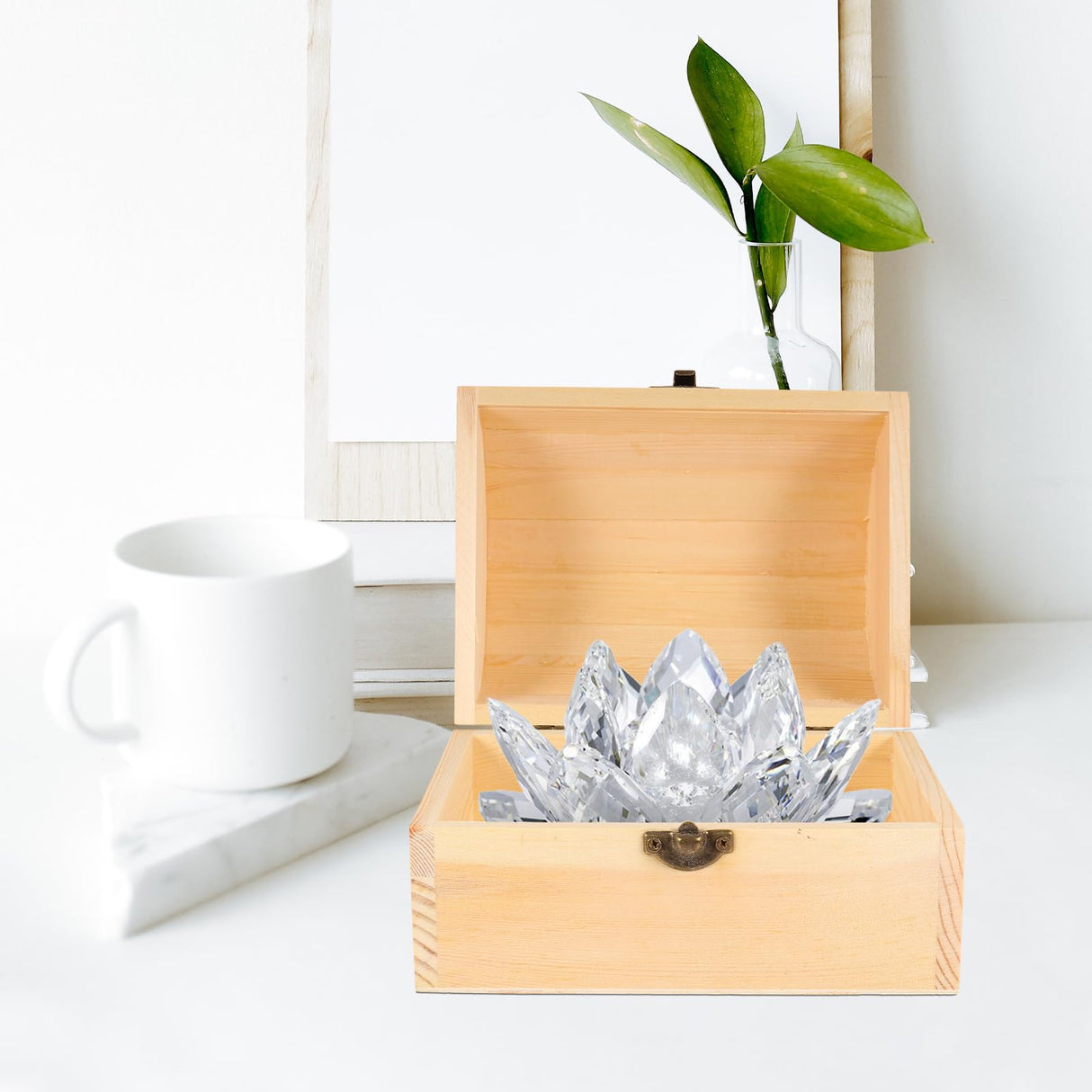 DOITOOL Unfinished Wooden Box with Hinged Lid - Unpainted Jewelry Box & Treasure Chest for Art & Jewelry Storage, 6.3 x 4.5 x 4.7 Inches DOITOOL