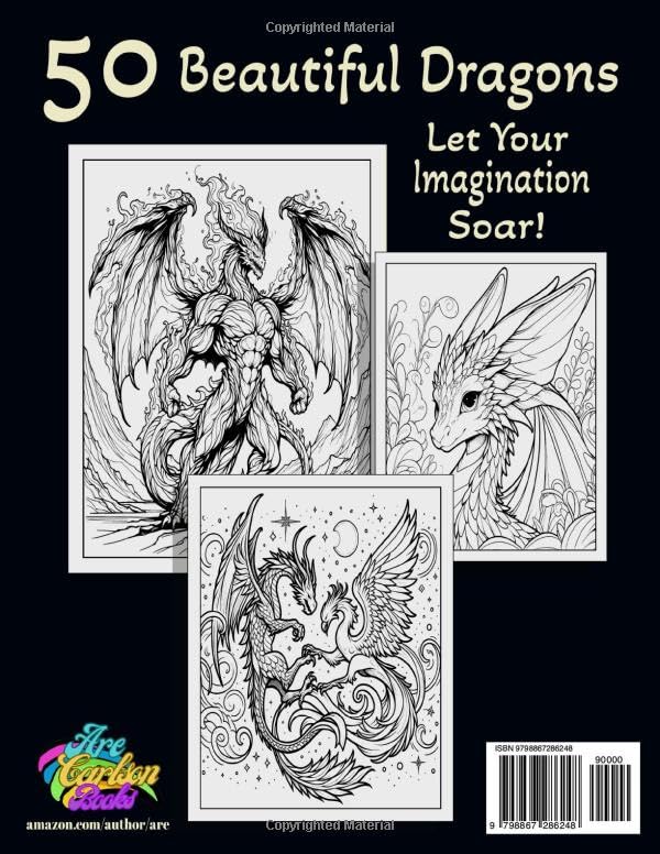 Fantasy Dragons: Coloring Book For Teens & Adults WoodArtSupply