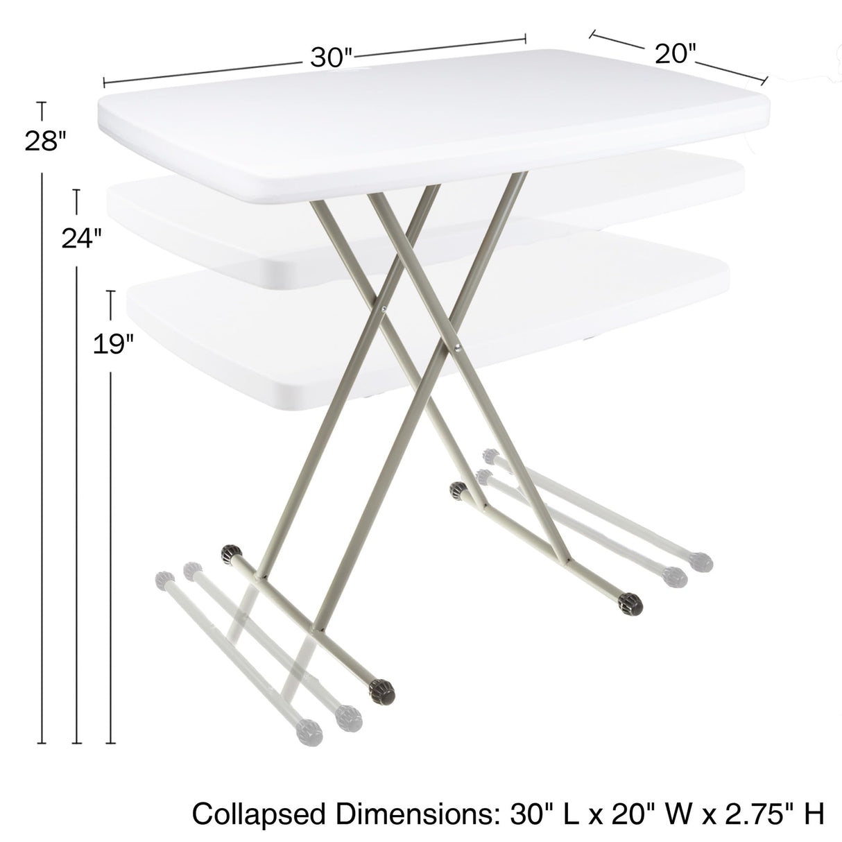 Everyday Home Folding Table - Lightweight Portable Folding Desk - Small Plastic Table for Camping, Playing Cards, and Crafting (White) Everyday Home