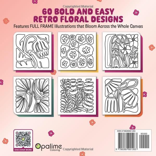Groovy Florals Bold & Easy Coloring Book: Full Frame Pages Filling the Entire Canvas Feature Retro-Style Flowers with a Modern Vibe. Minimalist ... Kids, Teens, and Low Vision Individuals. Majosta